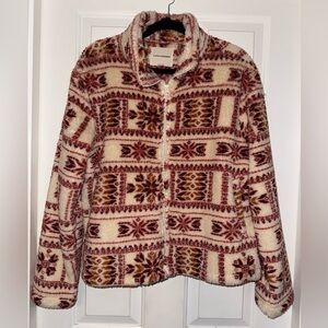 Lucky Brand Women's Red and Cream Teddy Jacket
